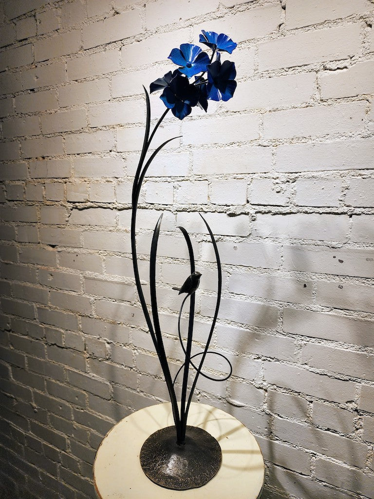 BLUE DOGWOOD FIELD STUDY HAND FORGED METAL SCULPTURE