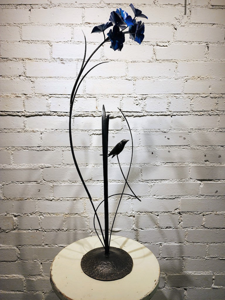 BLUE DOGWOOD FIELD STUDY HAND FORGED METAL SCULPTURE