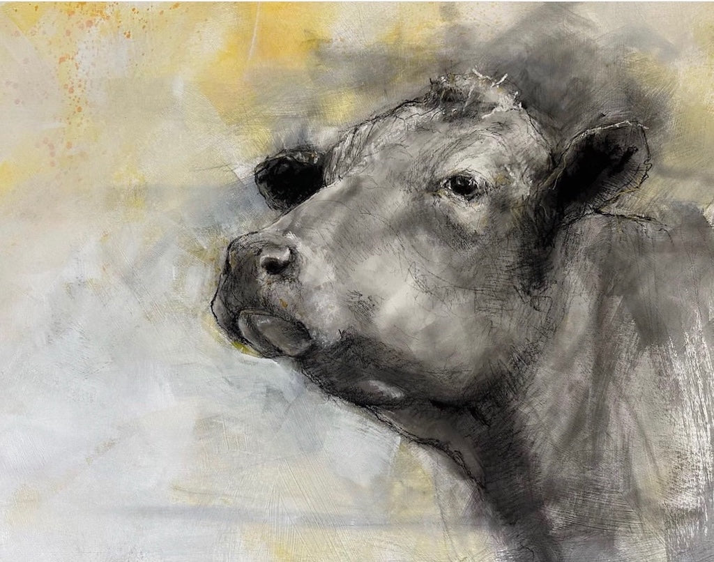 "SHADES OF SERENITY" ORIGINAL MIXED MEDIA DRAWING/FRAMED