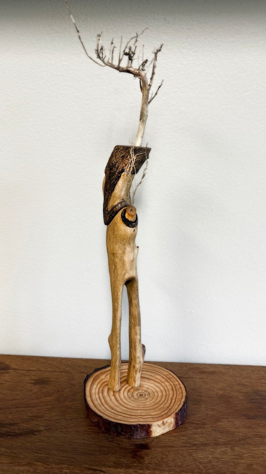 "SECOND CHANCE XX" HAND CARVED WOOD SCULPTURE VG20