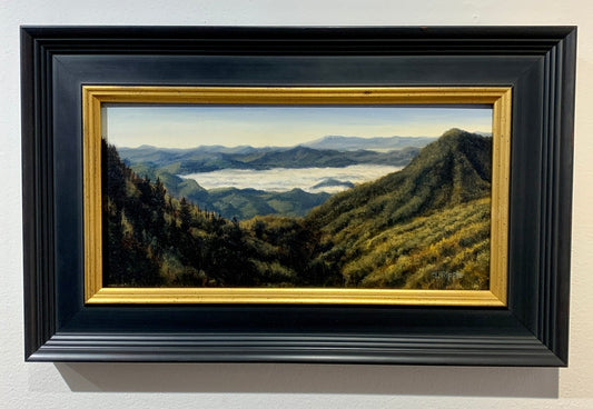 “Morning View from Fork Ridge Overlook, October 18” Original Framed Oil Painting on Linen