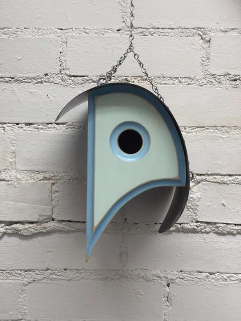 “ Mini Coop de Ville” Birdhouse In Light Blue with Bright Blue Trim