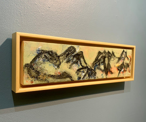“Mountain View 4” Framed Encaustic/Oil/Cold Wax on Cradled Panel