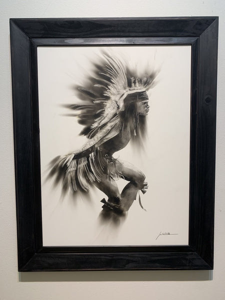 “The Eagle Dance” Fumage Drawing on Clay Board