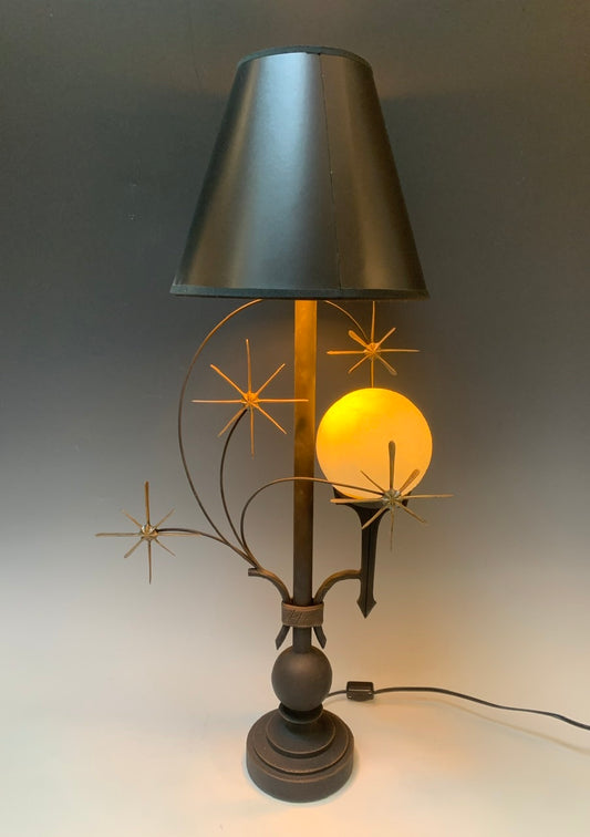 Handmade Moon and Star Table Lamp with Black Shade