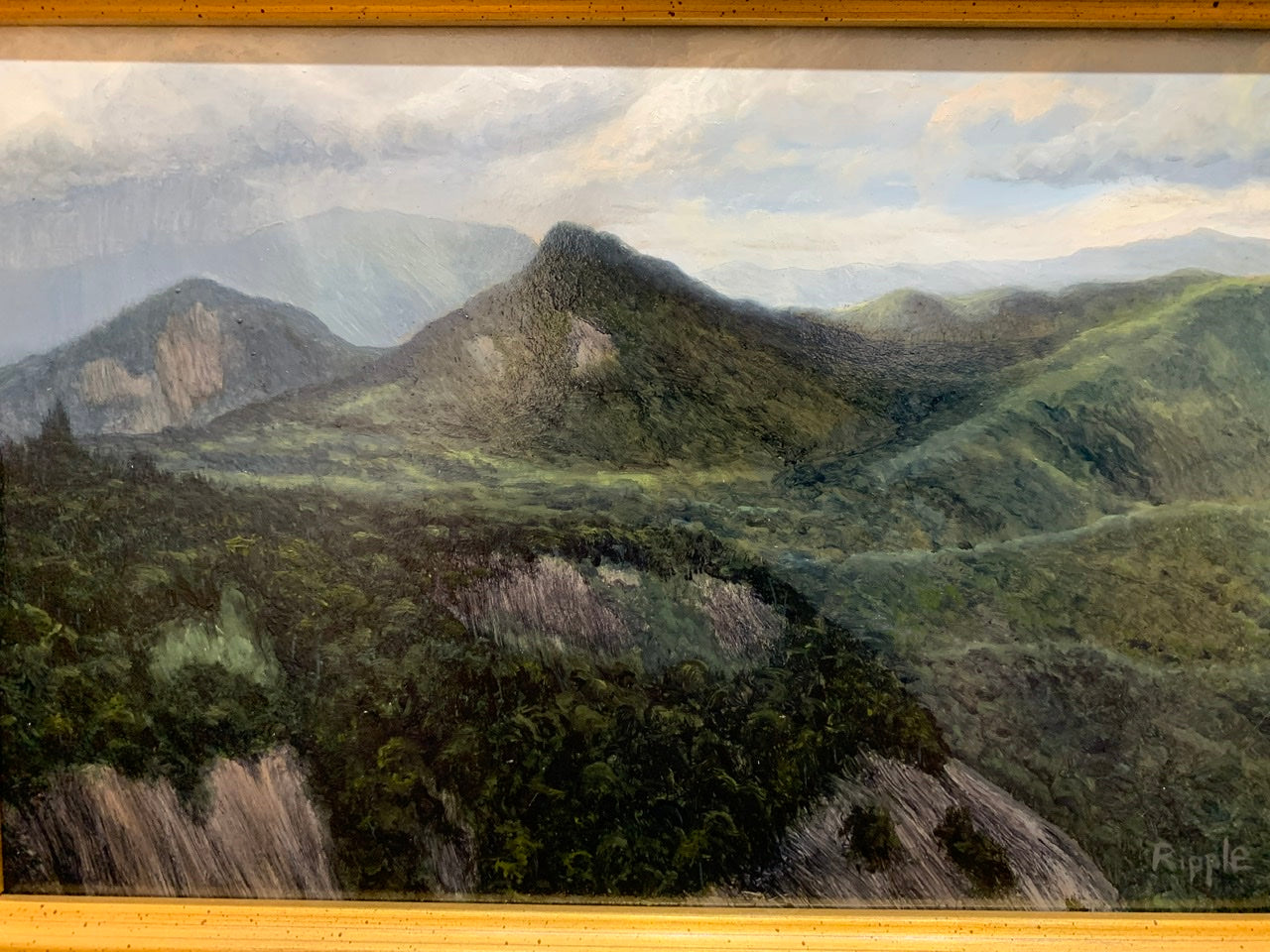 “A View from Whiteside Mountain as a Storm Approaches” Original Framed Oil Painting on Linen