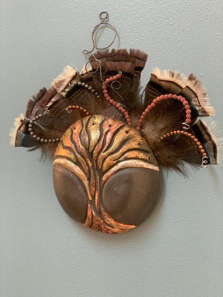 “When Wisdom Escapes” Micaceous Clay and Mixed Media Wall Sculpture