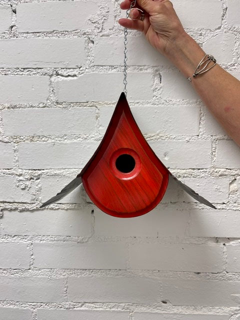 “Raindrop” Birdhouse with Red Finish