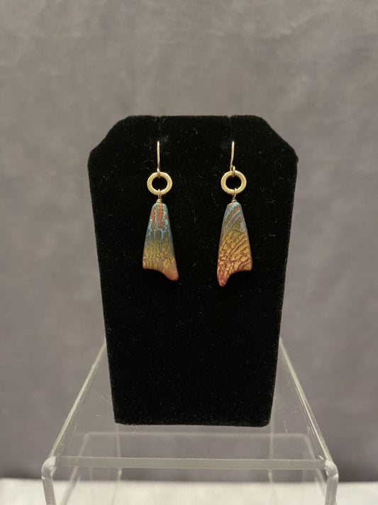 Oblong Triangular Earrings with bronze Circles and Wires PCE218