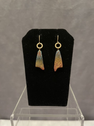 Oblong Triangular Earrings with bronze Circles and Wires PCE218