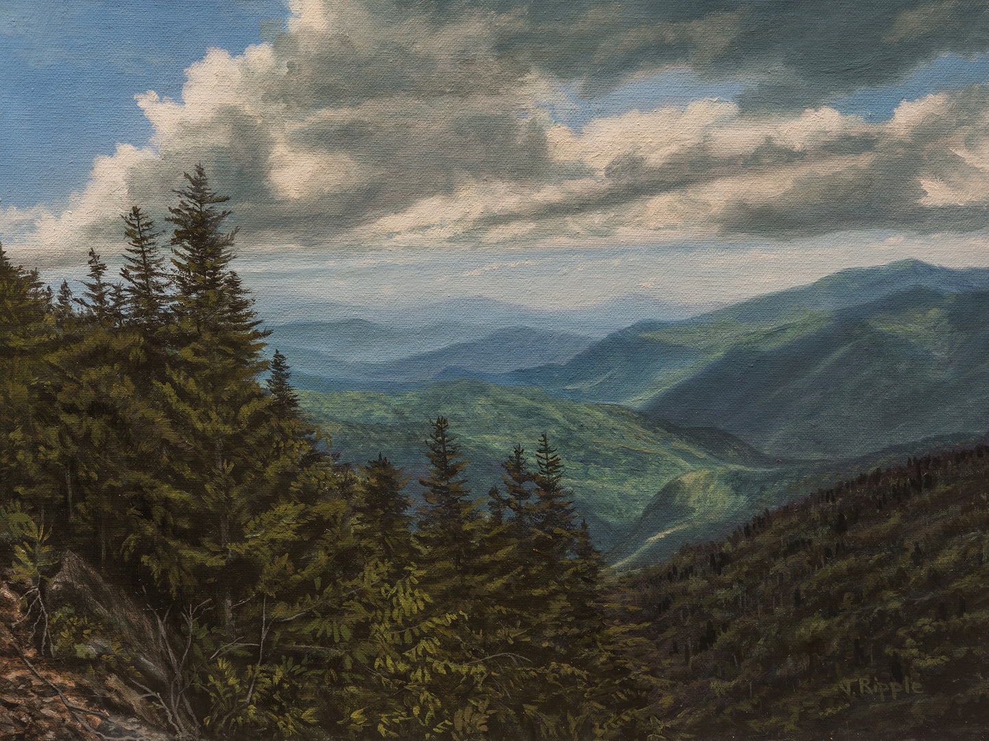 "AFTERNOON SKY, BEAR TRAP GAP" Original Framed Oil Painting