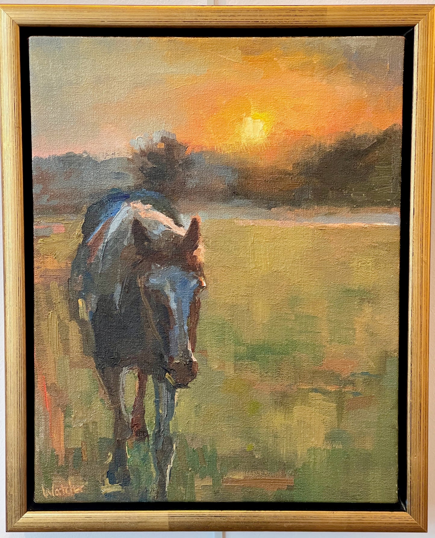 "Paint Horse at Sunrise" Original Oil on Canvas Framed