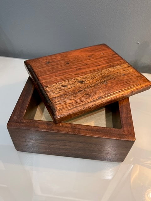 Round Walnut popular jewelry box combined with birch bark Hand made #2