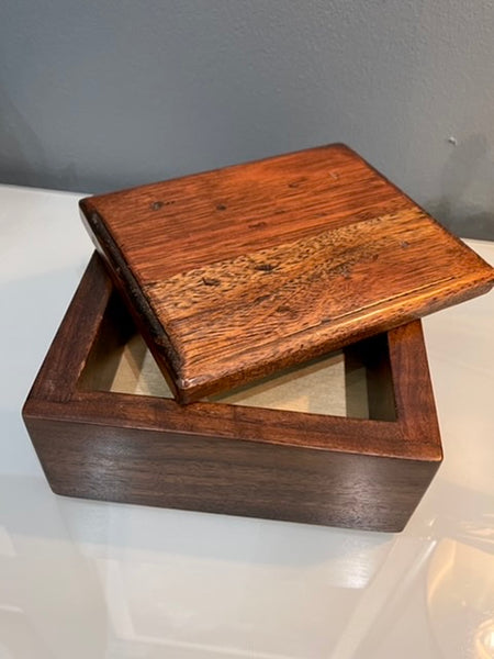 Handmade Walnut with Lyptus Jewelry Box with Pivot Lid BG003