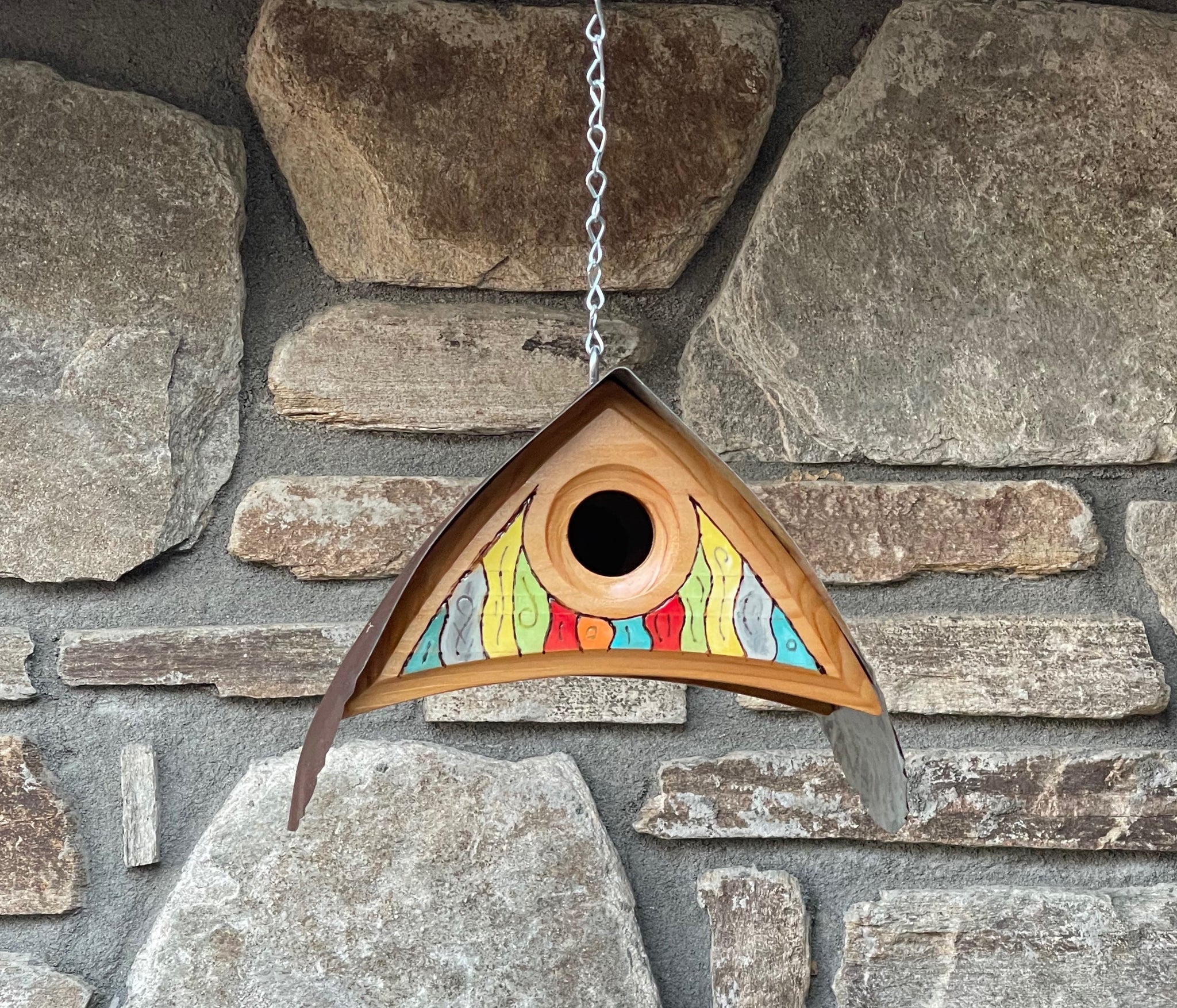 "Barn Owl" Hand Painted Birdhouse with Custom Paint Design LC22.1