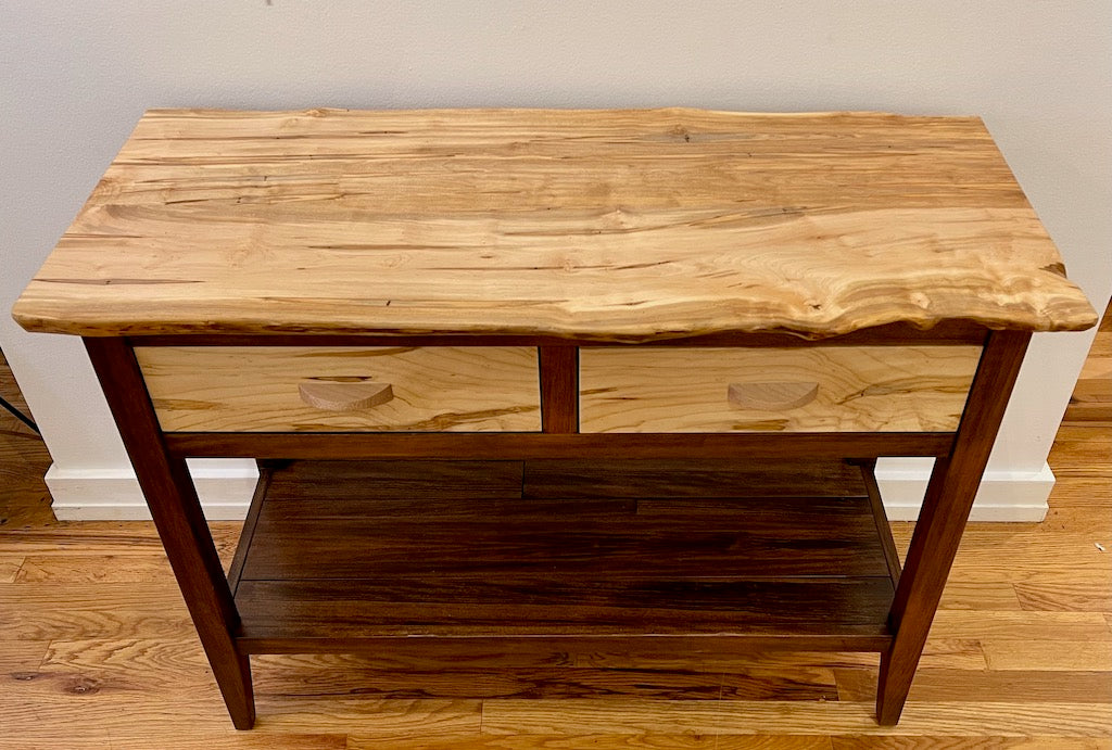 AMBROSIA MAPLE AND SYCAMORE TABLE WITH 2 DRAWERS