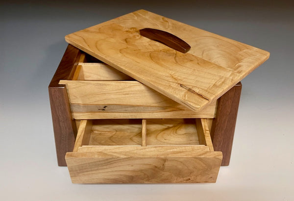 TREASURE CHEST WITH DRAWER WALNUT AND SPALTED MAPLE