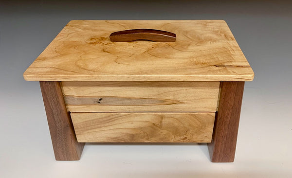 TREASURE CHEST WITH DRAWER WALNUT AND SPALTED MAPLE