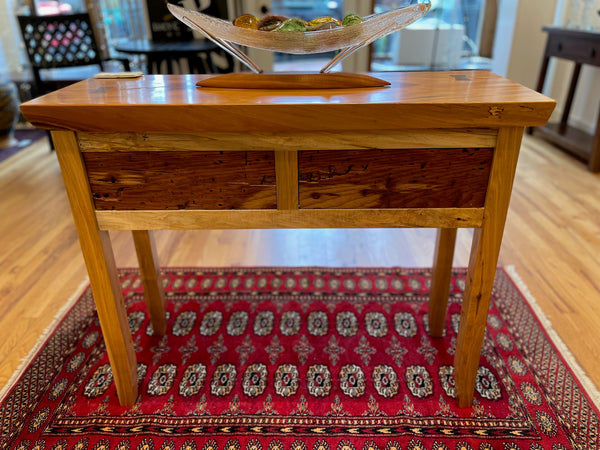 WORMY CHESTNUT, SYCAMORE AND WALNUT ENTRY TABLE