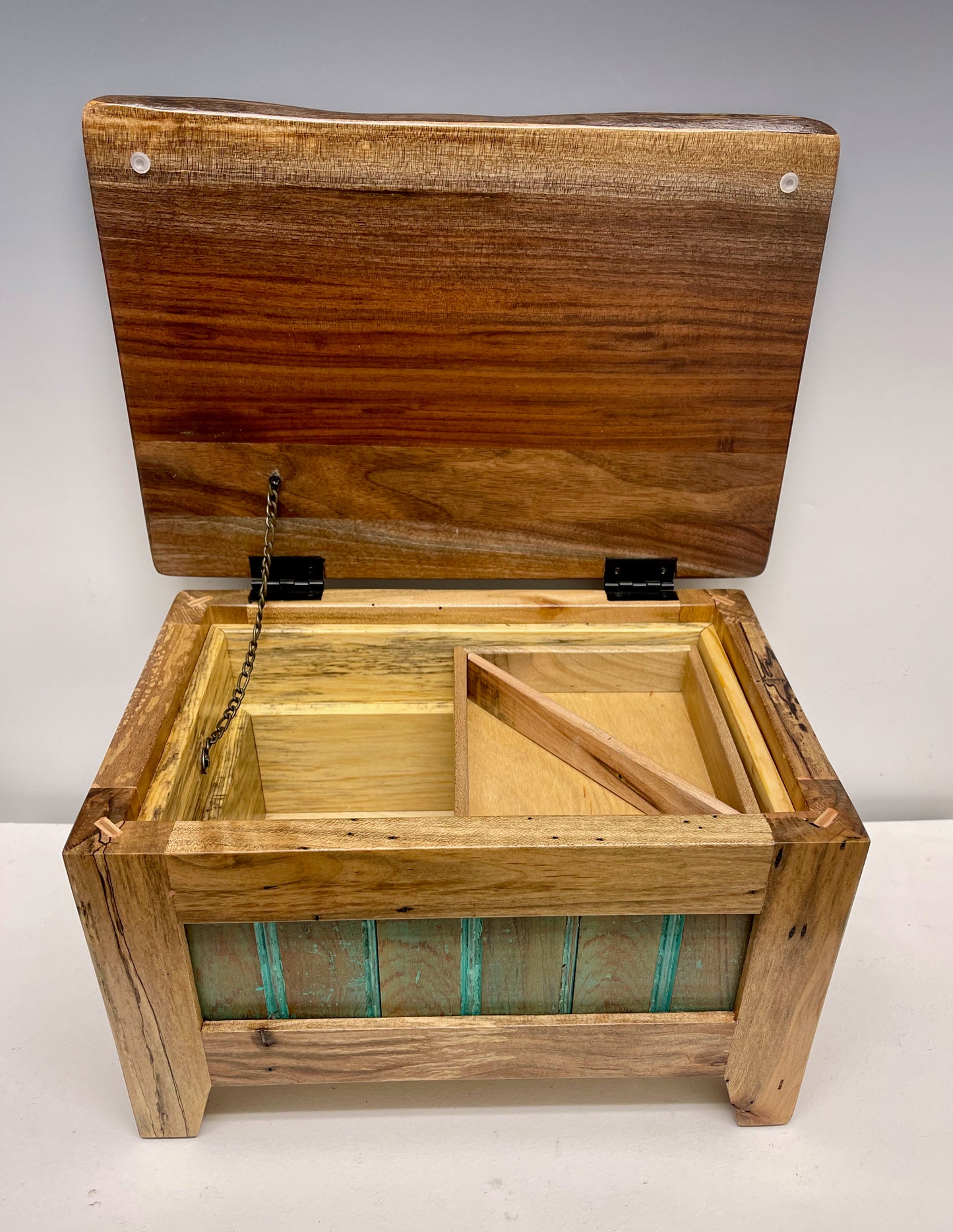 Walnut, Spalted Maple and Recycled Bead Board Treasure Chest