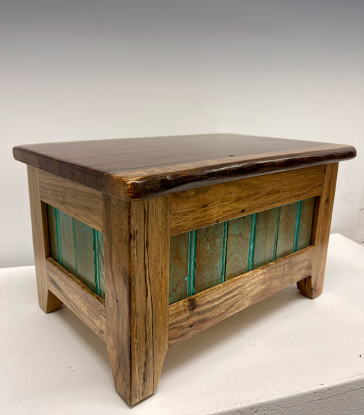 Walnut, Spalted Maple and Recycled Bead Board Treasure Chest