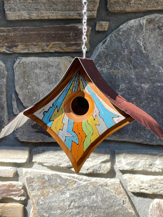 “Peep” Birdhouse in Hand Painted Custom Design BH107