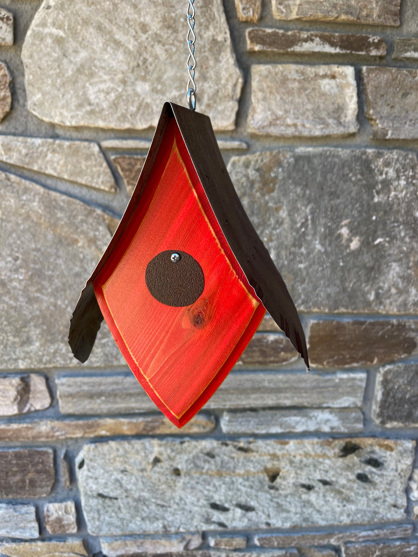 "Magpie" Hand Painted Birdhouse in Red BH119