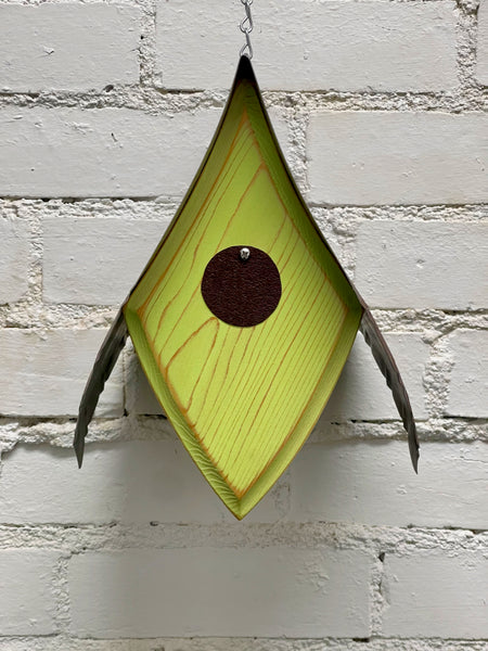 "Magpie" Hand Painted Birdhouse in Bright Green BH132
