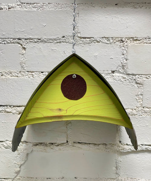 "Barn Owl" Hand Painted Birdhouse in Bright Green BH142