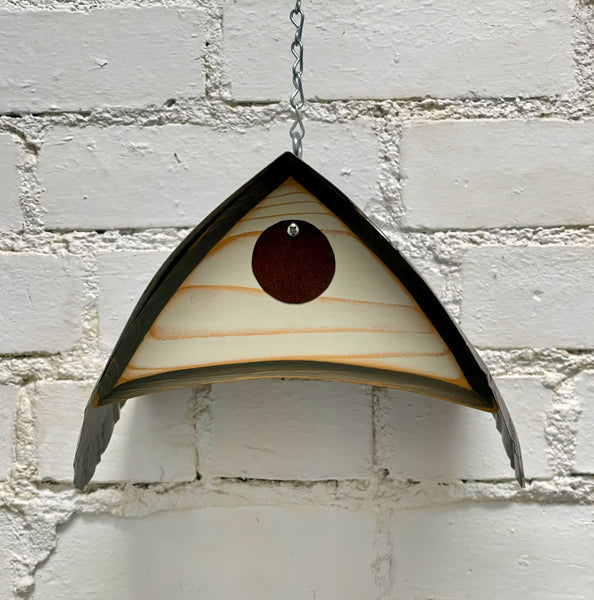 "Barn Owl" Hand Painted Birdhouse in Distressed Grey BH144
