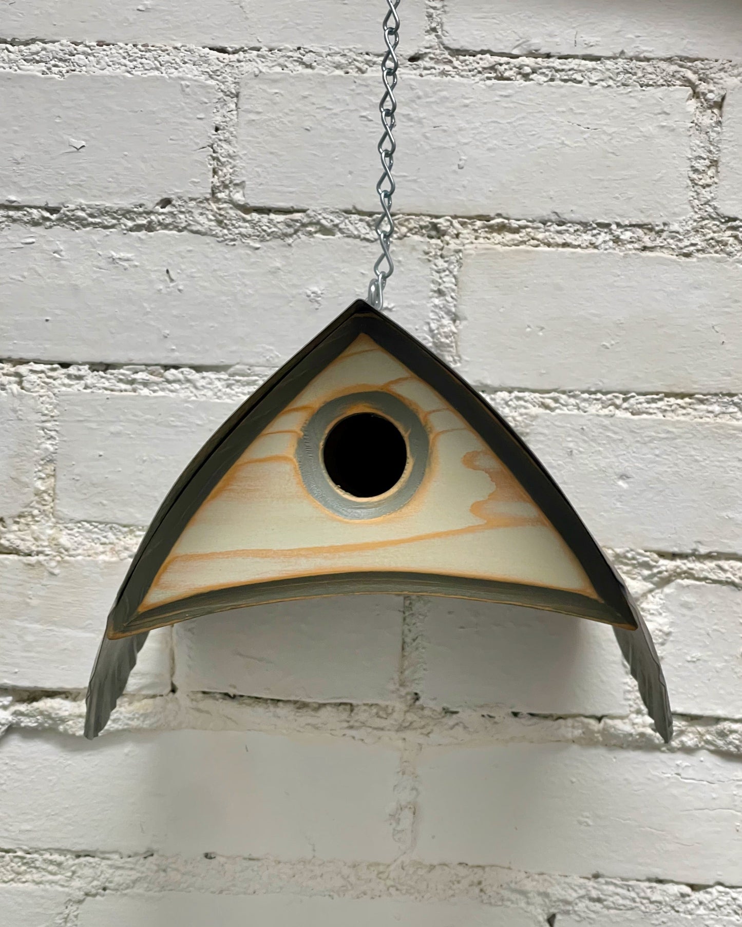 "Barn Owl" Hand Painted Birdhouse in Distressed Grey LC22.22