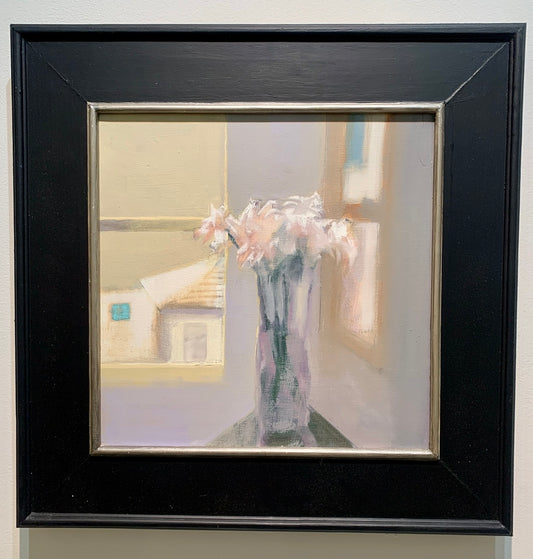 “Flowers and Window” - Original Custom Framed Oil Painting