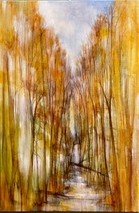 "Autumn Cathedral” Original Acrylic and Graphite Painting on Canvas