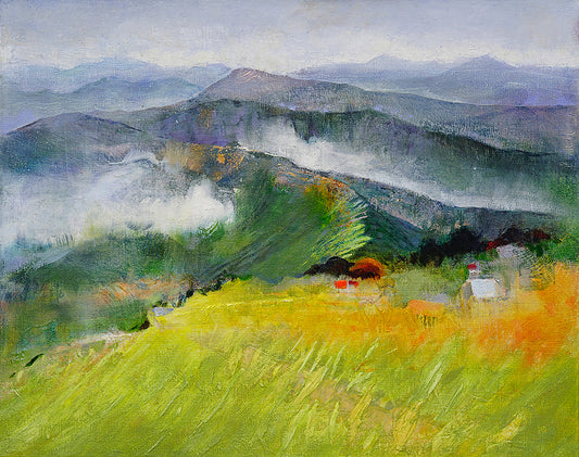 "CLOUDY PEAKS" ORIGINAL OIL ON LINEN/FRAMED