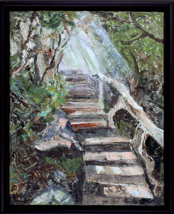 "WONKY STAIRWAY" Original Oil on Canvas Framed