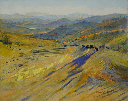 "DOWNHILL" ORIGINAL OIL ON LINEN/FRAMED