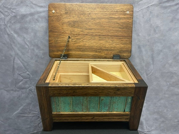 Handmade Lyptus with Vintage Bead Board and Maple Interior Jewelry Box