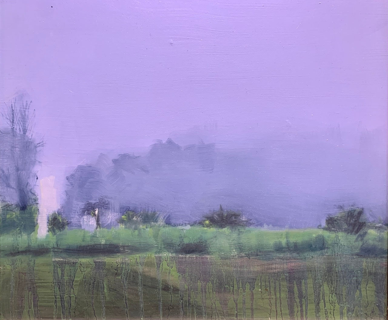 “Roadside Fog” - Original Custom Framed Oil Painting