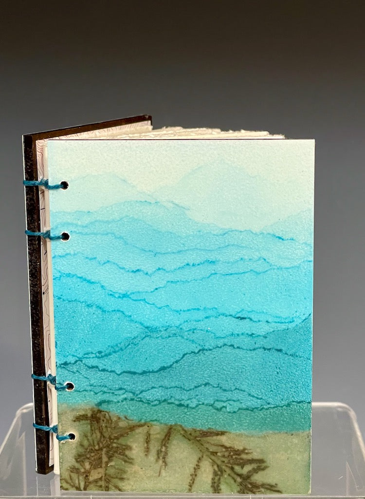 SMALL BLUE RIDGE JOURNAL BOOK - ENCAUSTIC BEESWAX COVERS AND HANDMADE BINDING