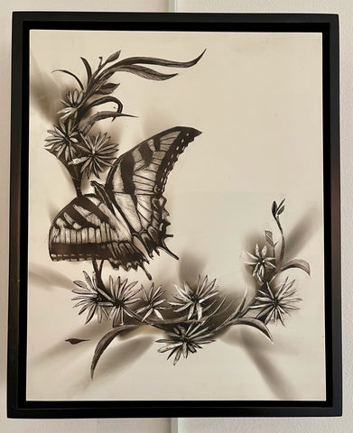 "Eastern Tiger Swallowtail” Fumage Drawing on Clay Board