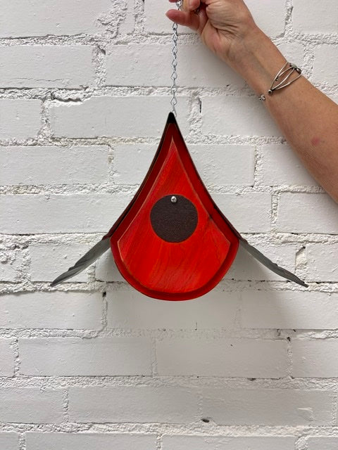 “Raindrop” Birdhouse with Red Finish