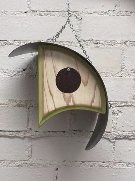 “Hawk” Birdhouse in Distressed White with Green
