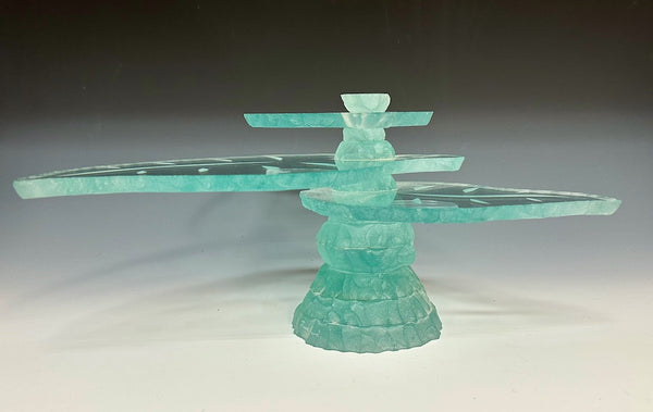 3 PETAL GLASS CANDLE/CAKE STAND