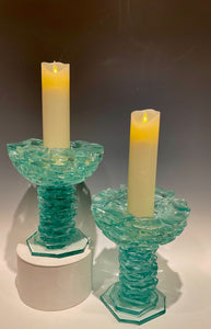 FREE FORM FUSED GLASS GOBLETS - PAIR