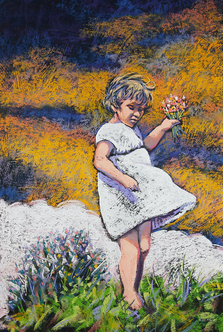 "FLOWERS FOR MOMMY" Original Pastel