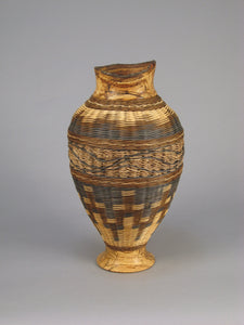 "Illusion” Mixed Media Basket with Hand Turned Cedar Wood Base and Lip