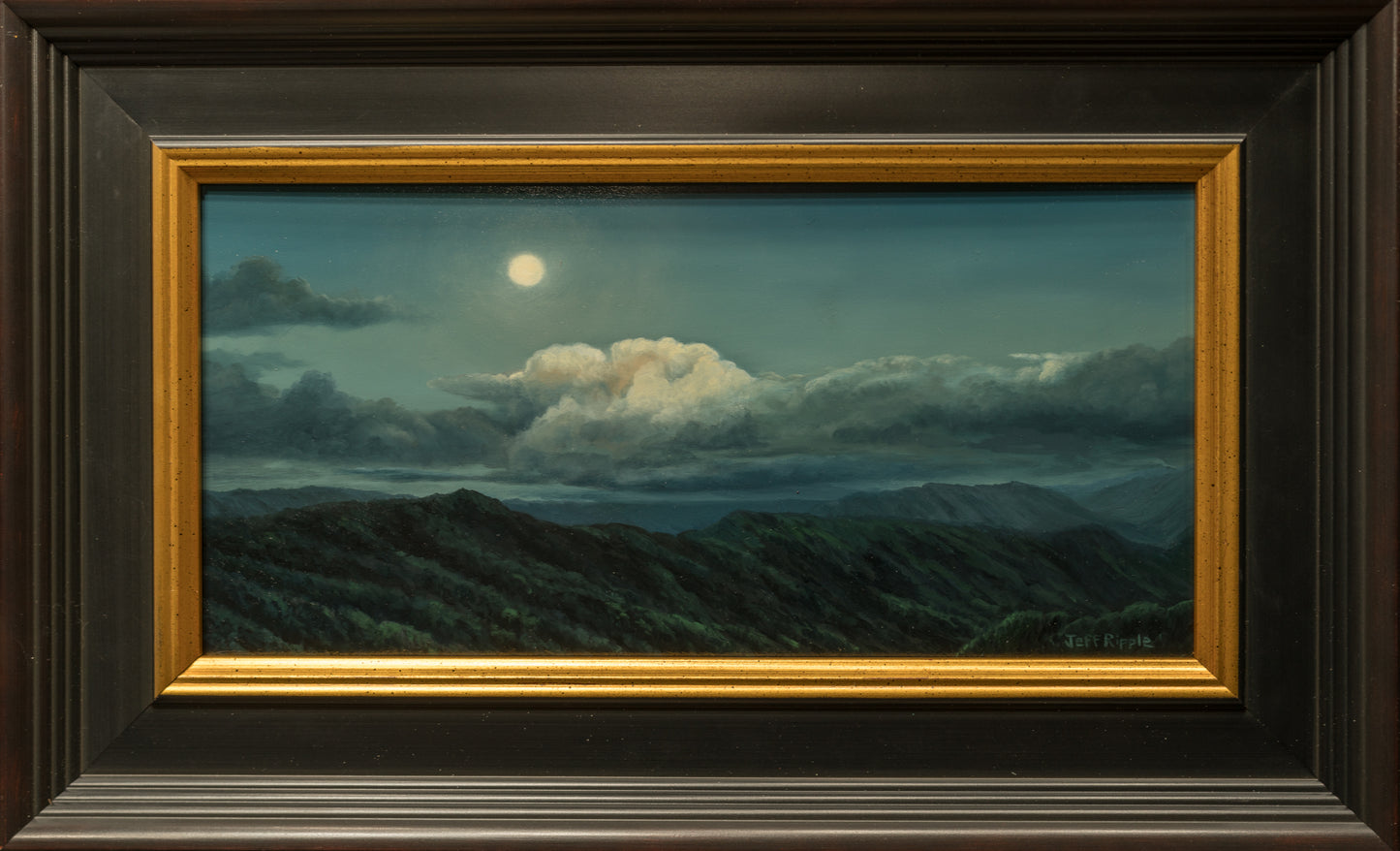 Moon Over the Blue Ridge Mountains” Original Framed Oil Painting