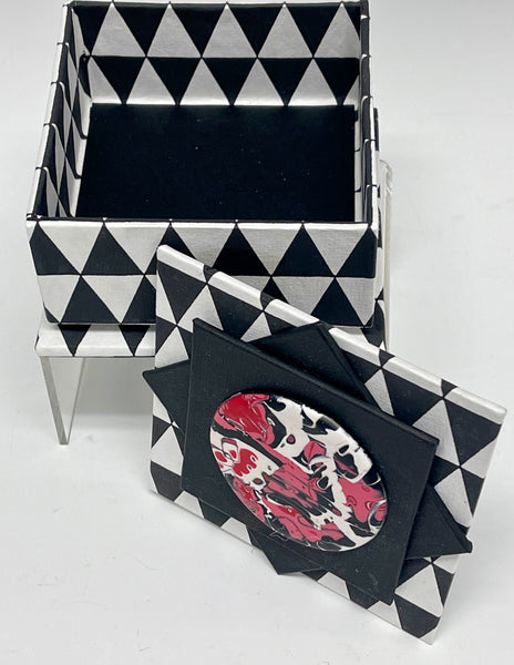 Black/White Triangle Handmade Mixed Media Box JS101