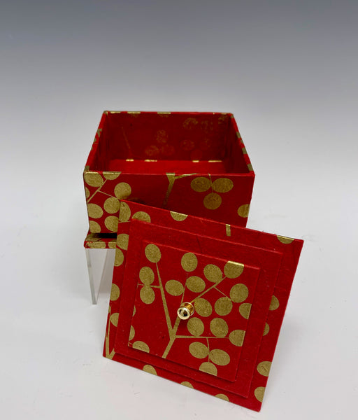 Red and Gold Handmade Mixed Media Box JS102