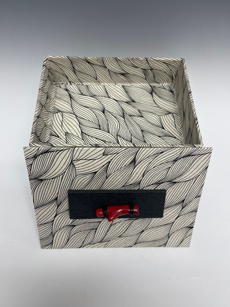 Black/White with Coral Handmade Mixed Media Box JS105